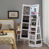 360° Lockable Swivel Jewelry Cabinet Floor Standing Armoire with Full-Length Mirror