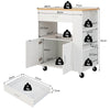Kitchen Island Trolley Rolling Serving Cart Utility Storage Cart With Shelf - White