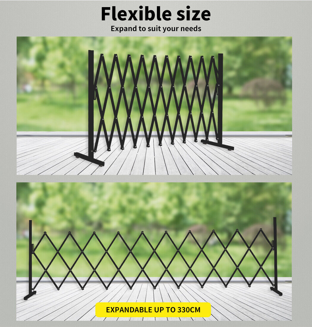 3.3M Pet Aluminum Garden Security Fence Gate Expandable Barrier Safety Indoor Outdoor