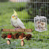 Natural Wood Bird Stand Swing Toy Cage Parrot Perch Parakeet Chew Toy