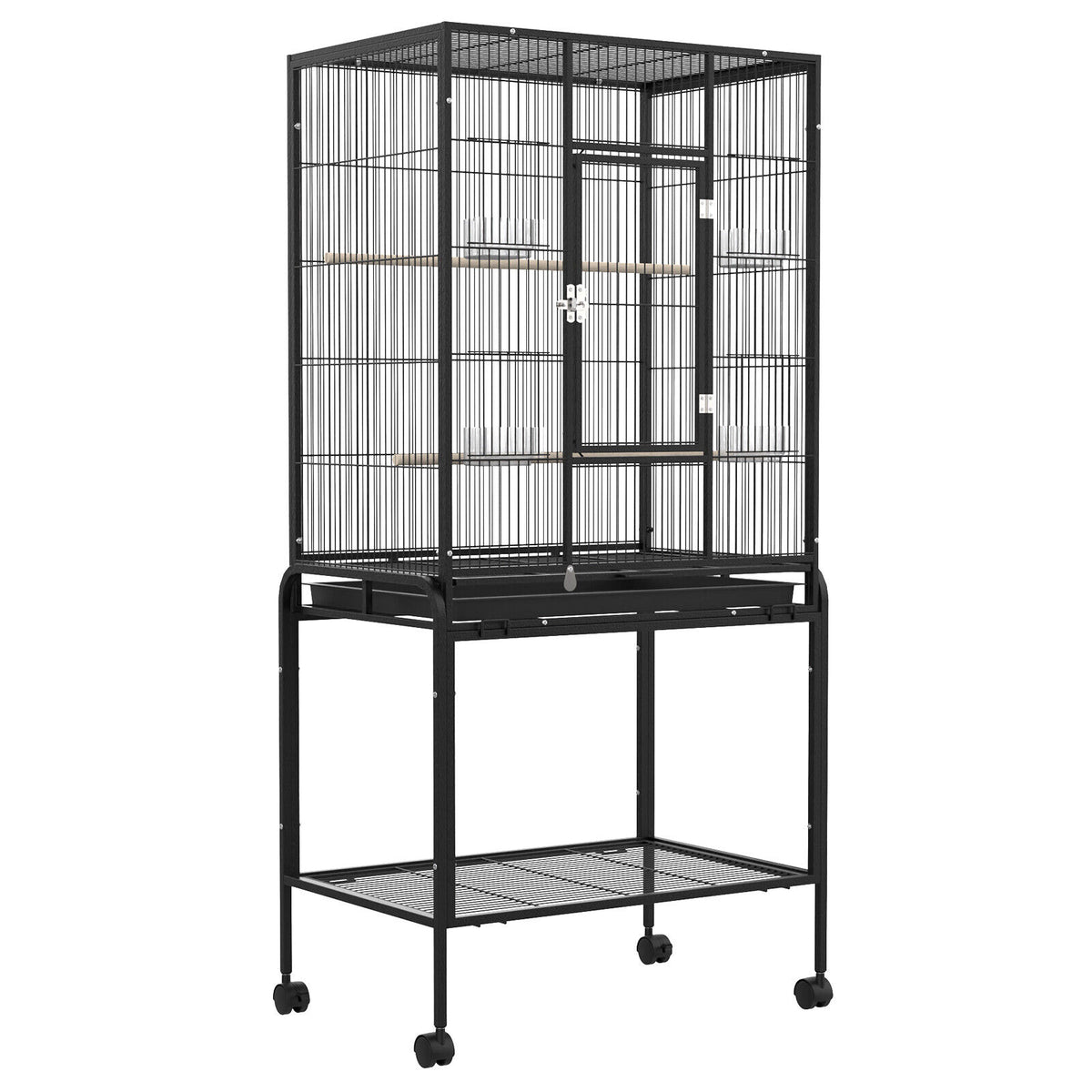 Picture of 135CM Large Bird Cage Stand-alone Aviary Parrot Budgie Wheel 2 Perches ...