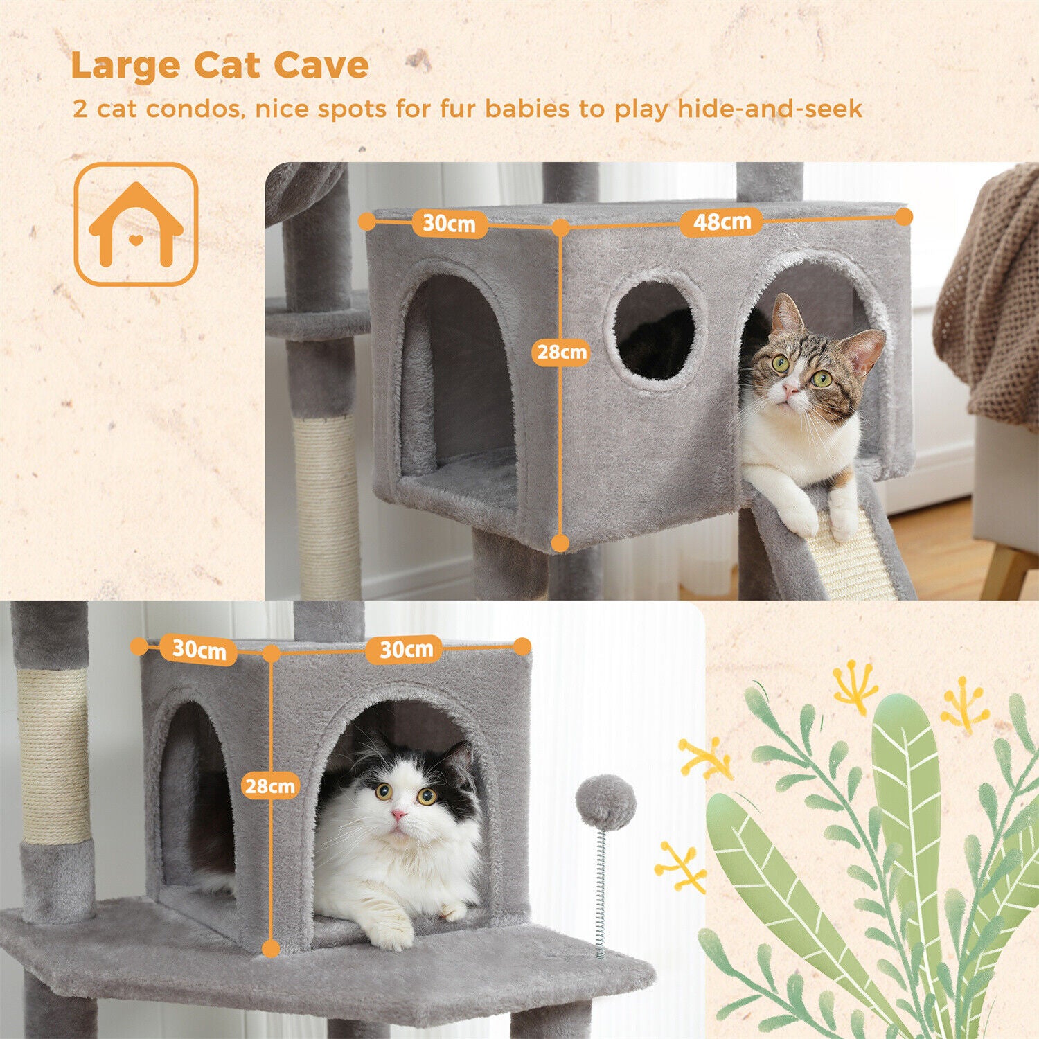 162cm Large Cat Tree Tower Scratching Post Scratcher Condo House Furniture