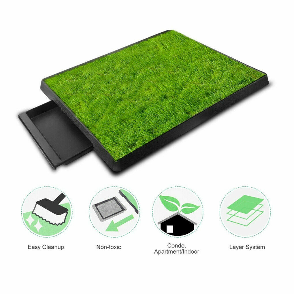 Large Indoor Pet Toilet Mat Potty Dog Portable Training With Grass Mat Pad Loo Tray