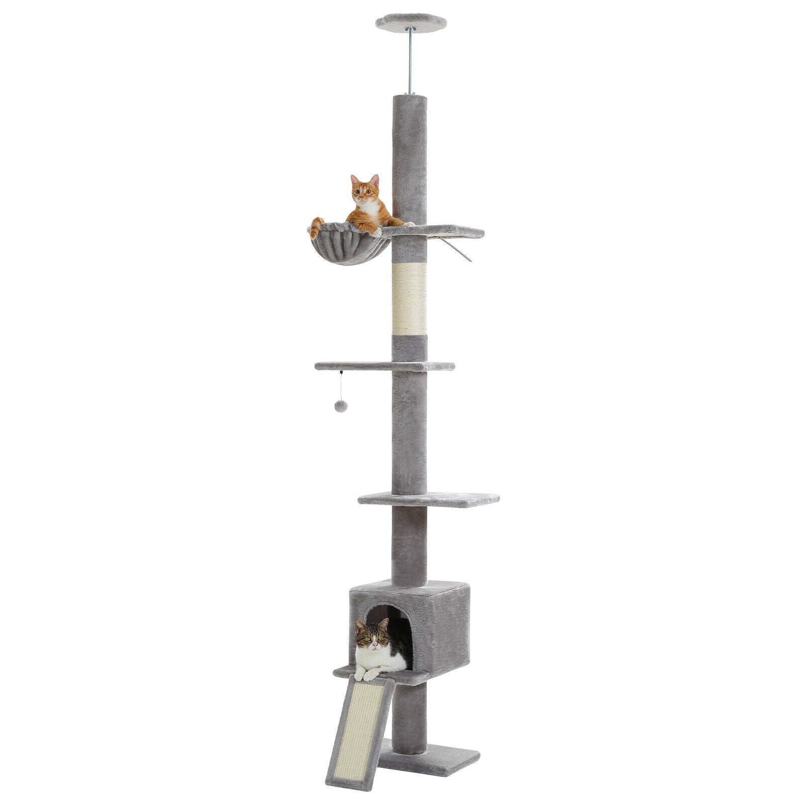 Height Adjustable Cat Tree Tower Scratching Post Ceiling High Cat Scratcher Condo Beds