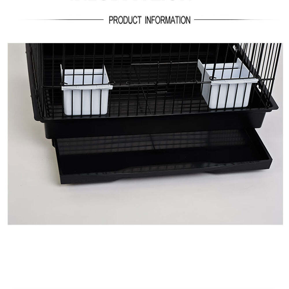 Portable Metal Pet Bird Cage Parrot Aviary Canary Budgie Finch Perch Black