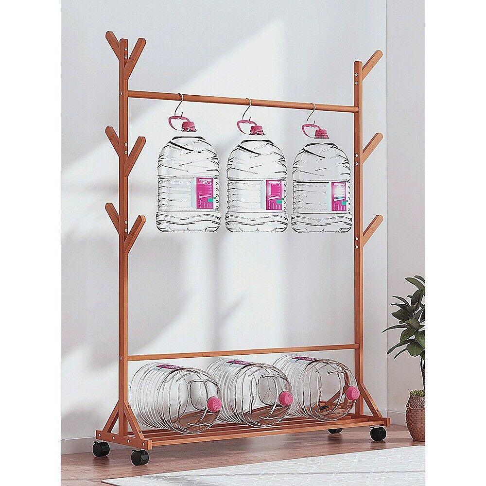 Portable Bamboo Clothes Rack Coat Garment Stand