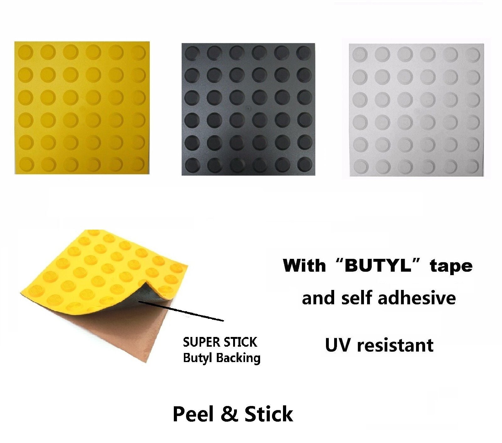 5pcs Peel & Stick Tactile Indicator ground surface Self Adhesive Pad Black Yellow Grey Ivory Colors Available