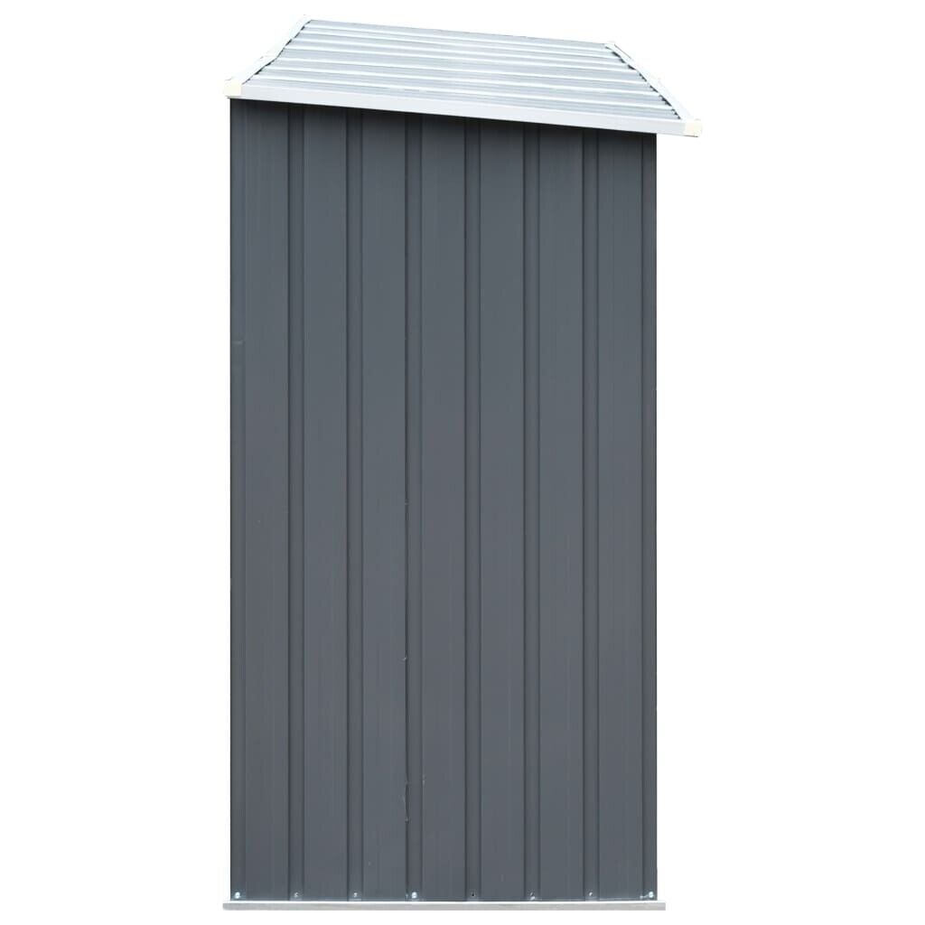 330x84x152 cm Garden Log Storage Shed Galvanised Steel Grey