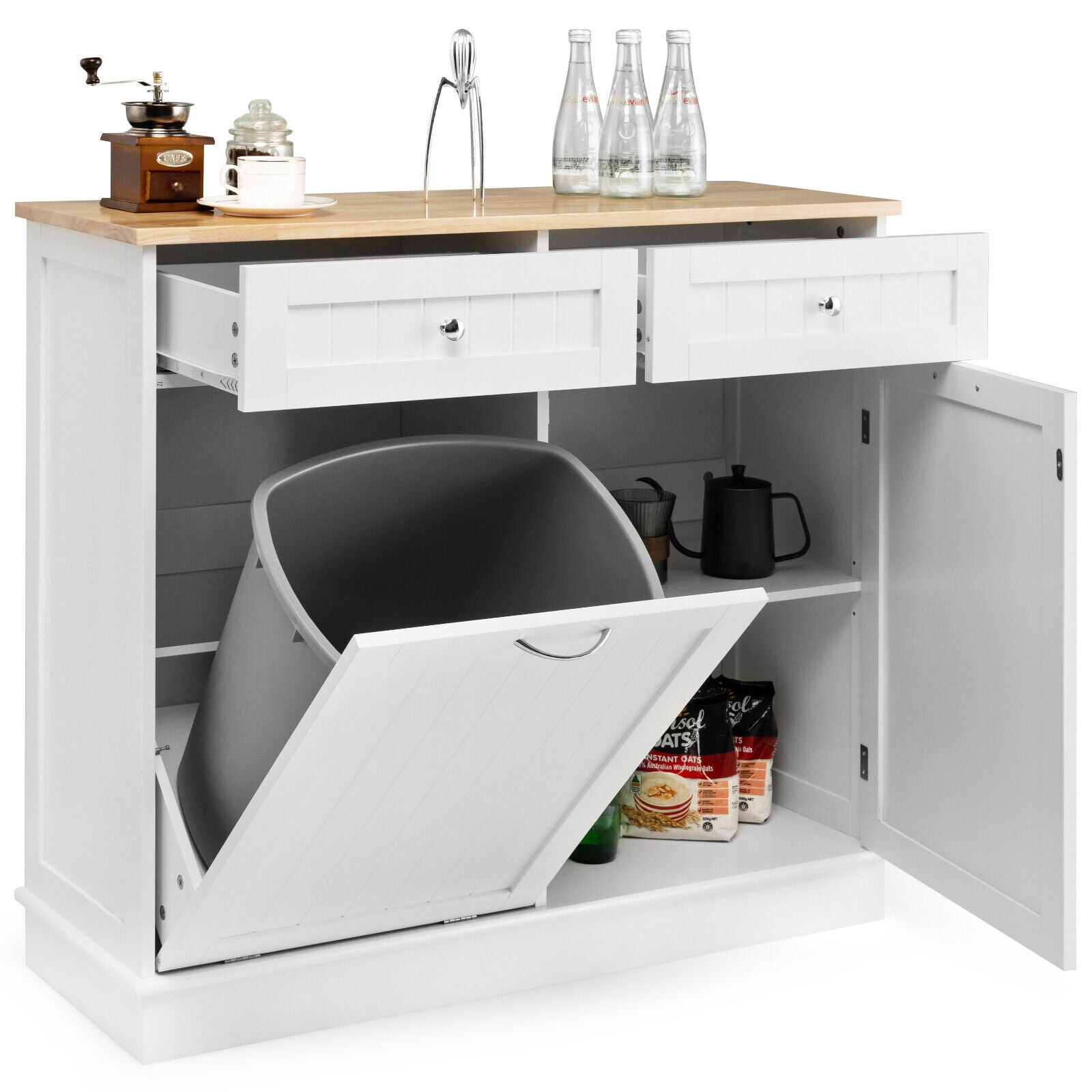 Sideboard Kitchen Storage Cabinet Tilt Out Bin Holder