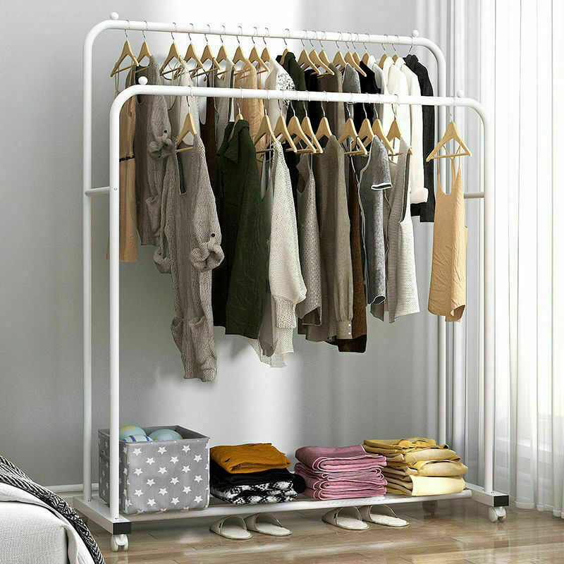 Heavy Duty Double Clothes Rail Rack Garment Hanging Display