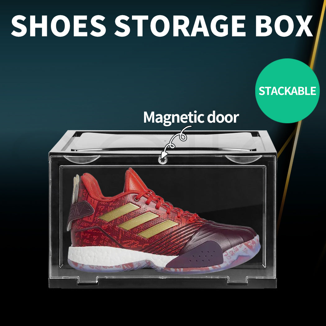 6PCS Magnetic Sneaker Display Case Shoe Storage Organizer Black