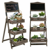 3-Tier Planter Pot Stand Shelf Display Garden Botanical Chalkboard Unit Ladder