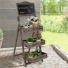 3-Tier Planter Pot Stand Shelf Display Garden Botanical Chalkboard Unit Ladder
