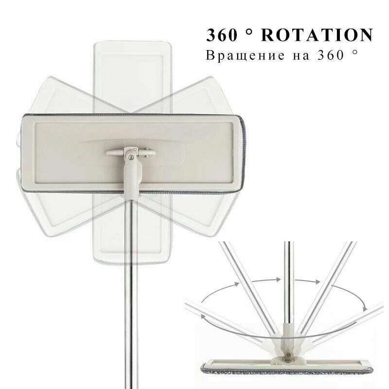 Mop Bucket Set Wet Dry Rinse Wash 360 Rotating with 10pcs Floor Cleaner Pads