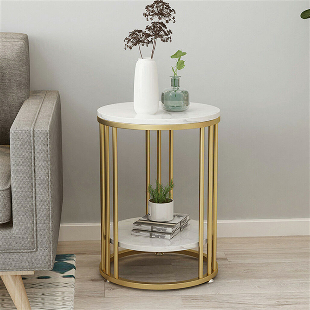 Luxury Round Side Table End Table Marble Accent Coffee Table