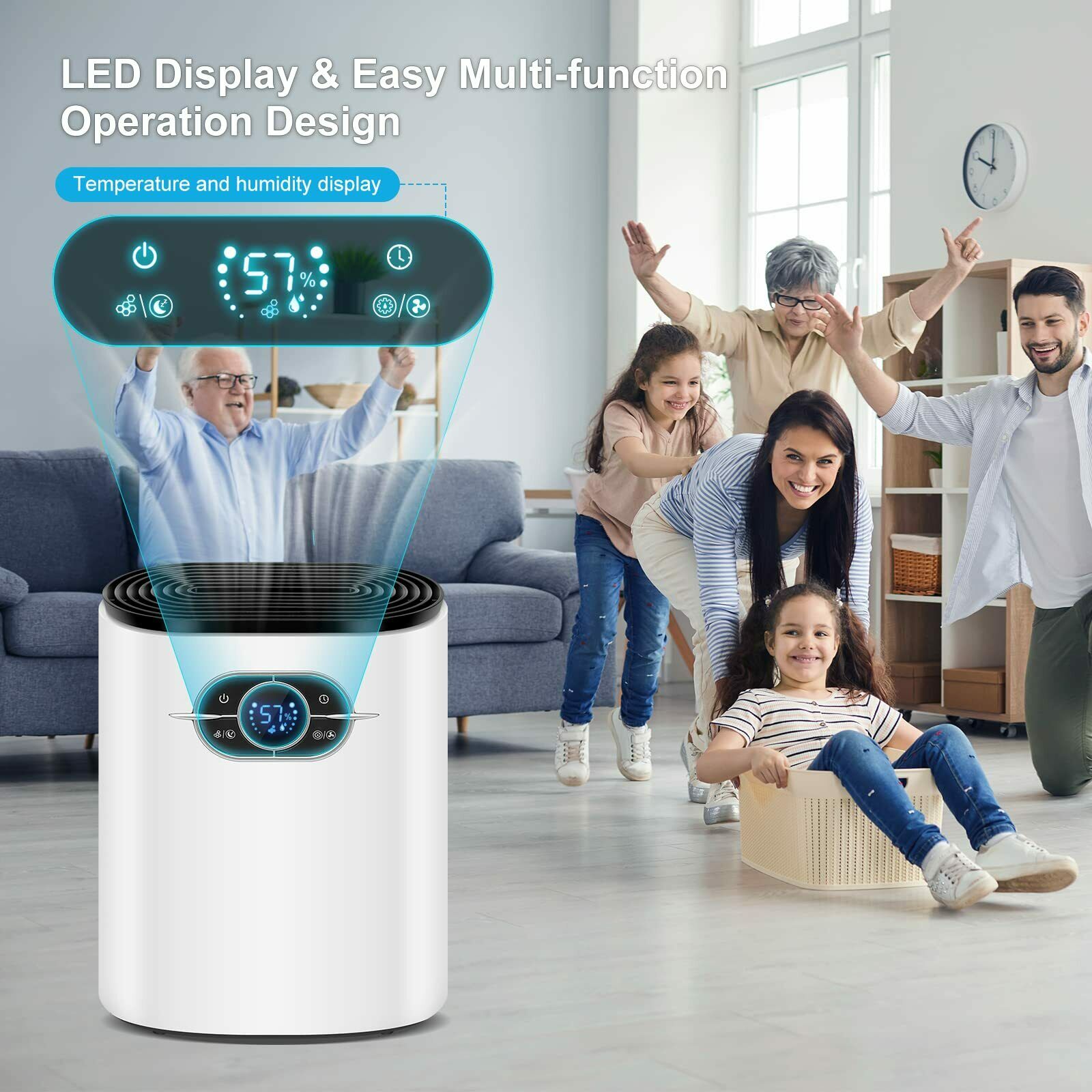 Dehumidifiers for Home with Remote Controller, 1200ML Mini Dehumidifier LCD Display Air Dryer Moisture proof Absorber Machine