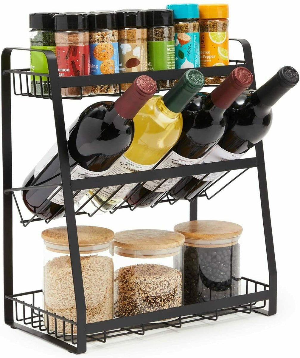 Seasoning Spice Bottle Rack Shelf Storage Stand Kitchen Cabinet Organi ...