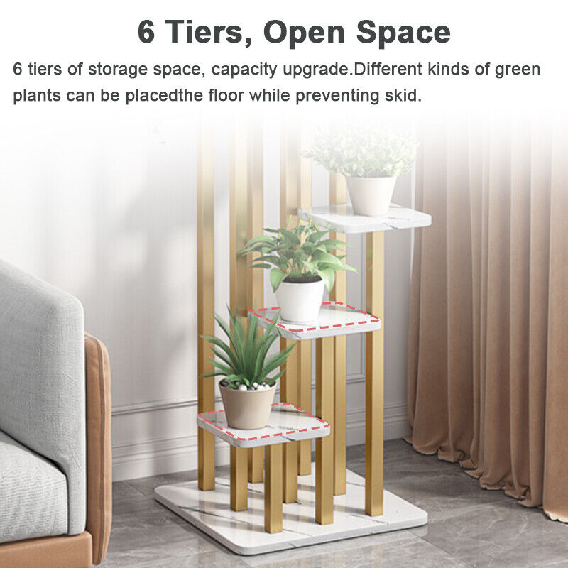 6 Tiers Plant Stand Metal Flower Pots Shelf Indoor Outdoor