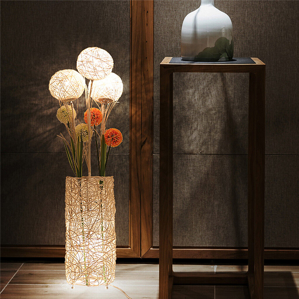 Ornamental Dimmable Handmade Rattan Led Floor Lamp