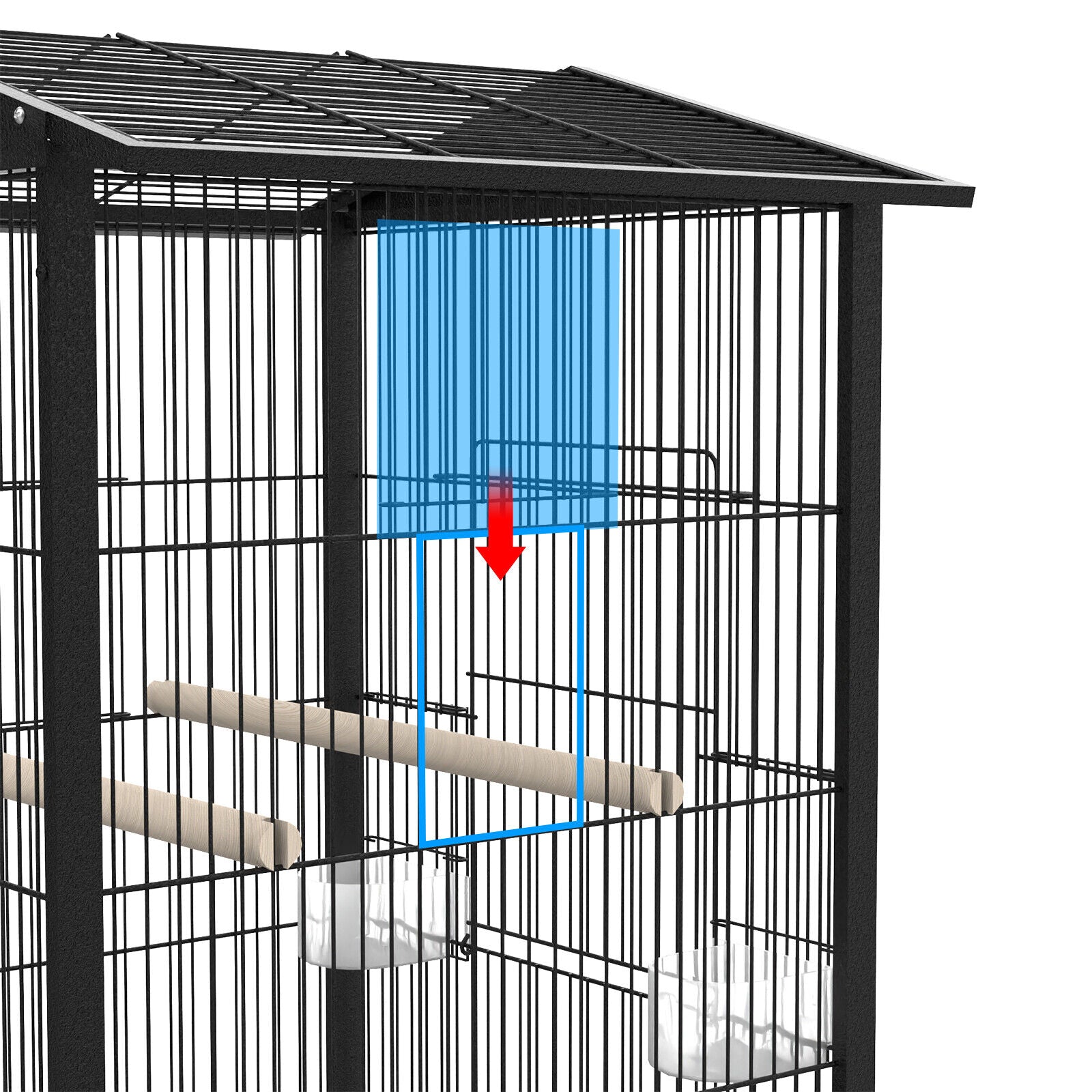 85CM Large Bird Cage Wheels With Brake 2 Perches Aviary Parrot Budgie ...