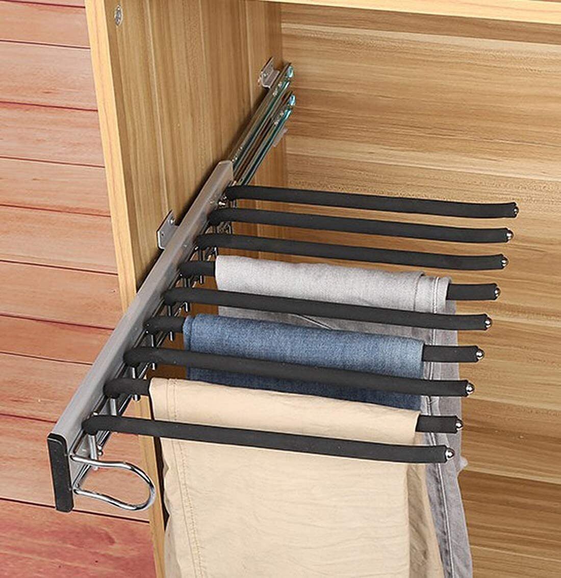 Trouser Rack Ideas Premium Pull-out Clothes Hanger Trouser Rack Extendable Wardrobe Stora ...