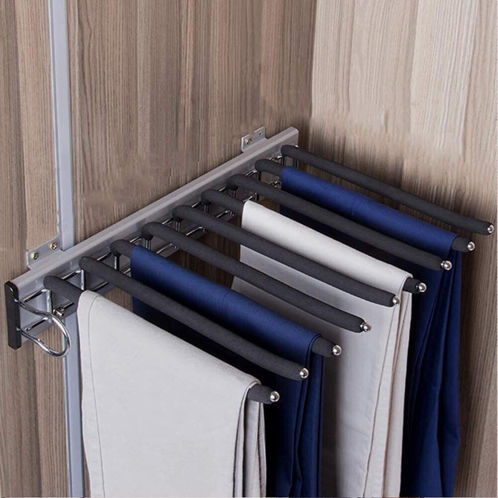 Trouser Racks. Shop Premium Pull-out Clothes Hanger Trouser Rack Extendable Wardrobe Stora ...