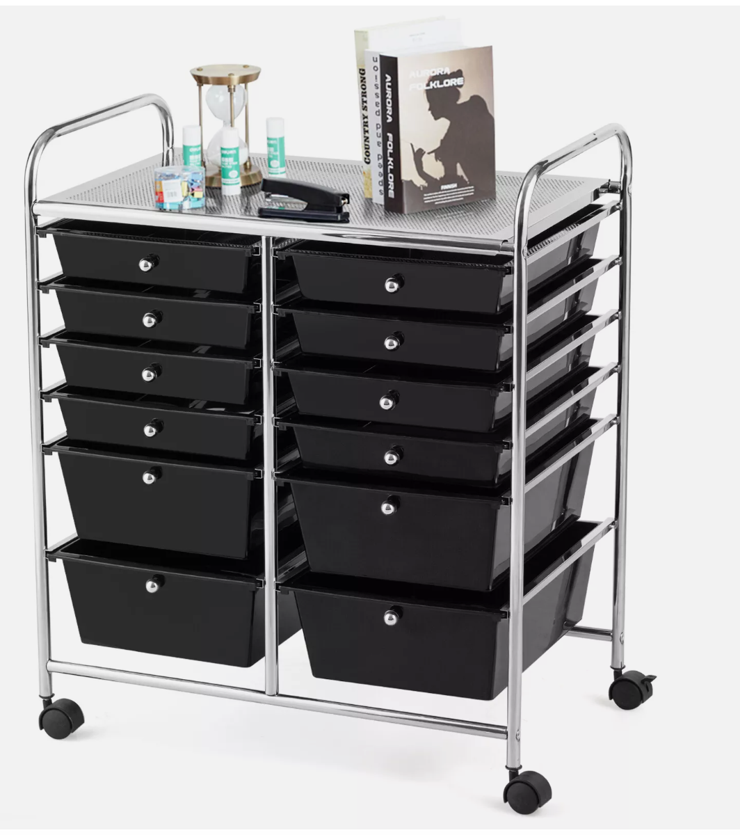 12 Drawers Rolling Storage Cart Paper Organizer Trolley