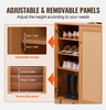 5 Tiers Rattan Shoe Cabinet Shoe Organizer with 2 Doors and Adjustable Shelves