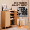 5 Tiers Rattan Shoe Cabinet Shoe Organizer with 2 Doors and Adjustable Shelves