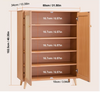 5 Tiers Rattan Shoe Cabinet Shoe Organizer with 2 Doors and Adjustable Shelves
