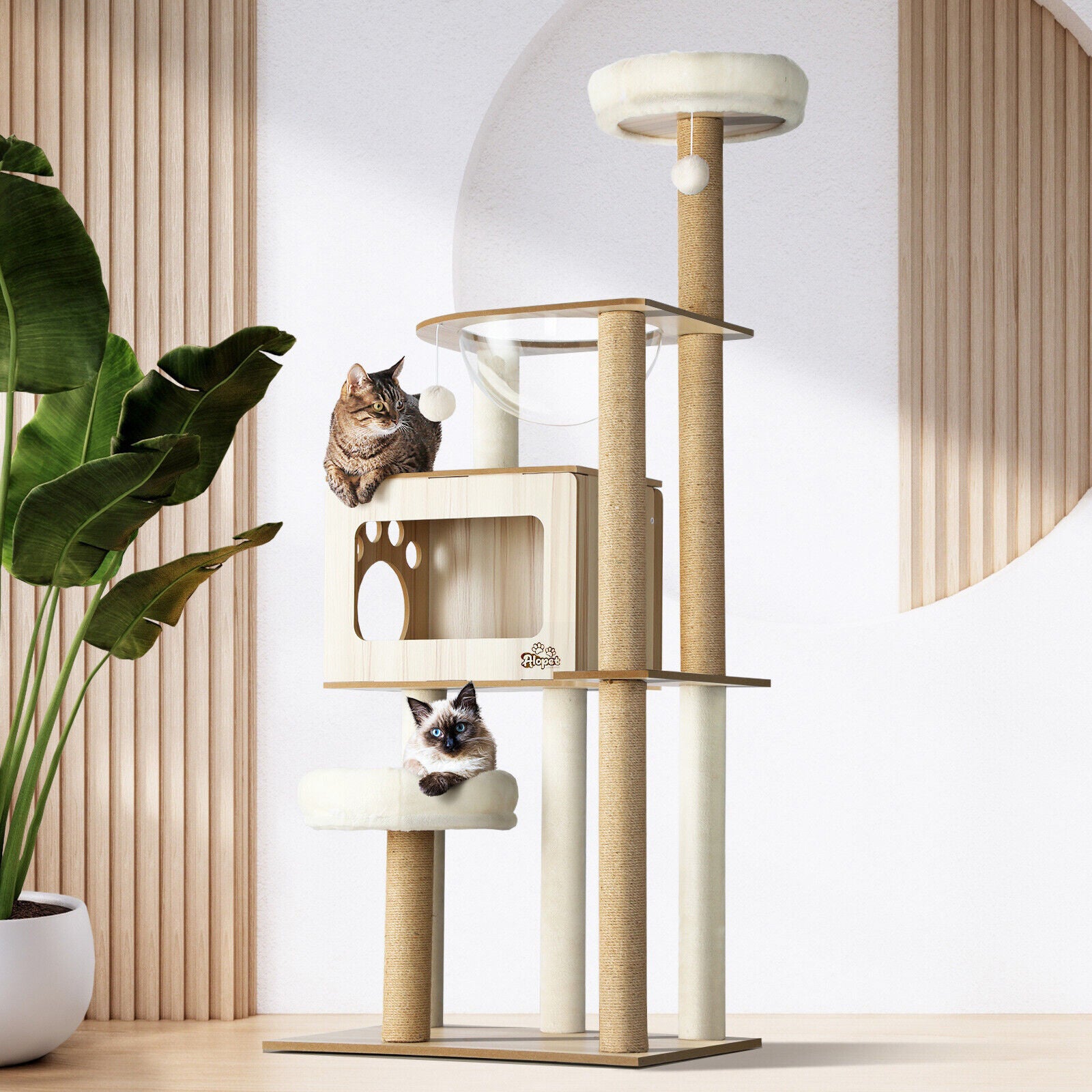 142cm Cat Tree Tower Scratching Post Scratcher Cats Condo House Bed Furniture