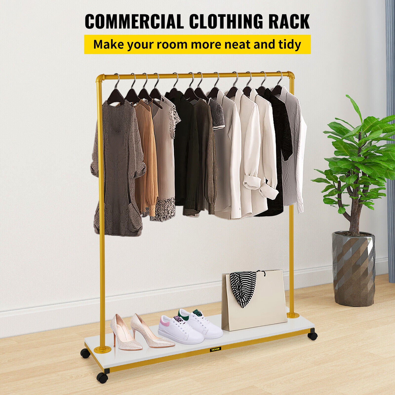 Heavy Duty Garment Rack Clothes Rack Rolling with Wheels