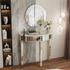 Half Moon Silver Mirror Console Table Narrow Side Sofa Table