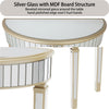 Half Moon Silver Mirror Console Table Narrow Side Sofa Table