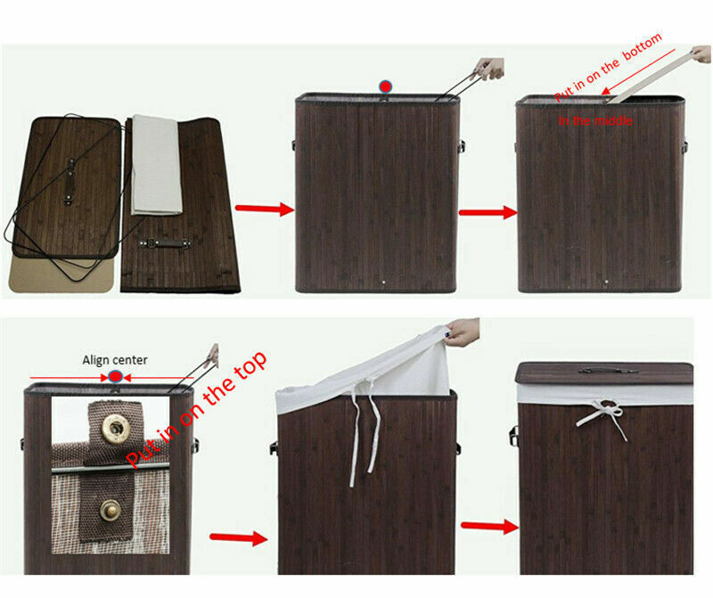 Bamboo Laundry Hamper Basket Clothes Storage - Dark Brown