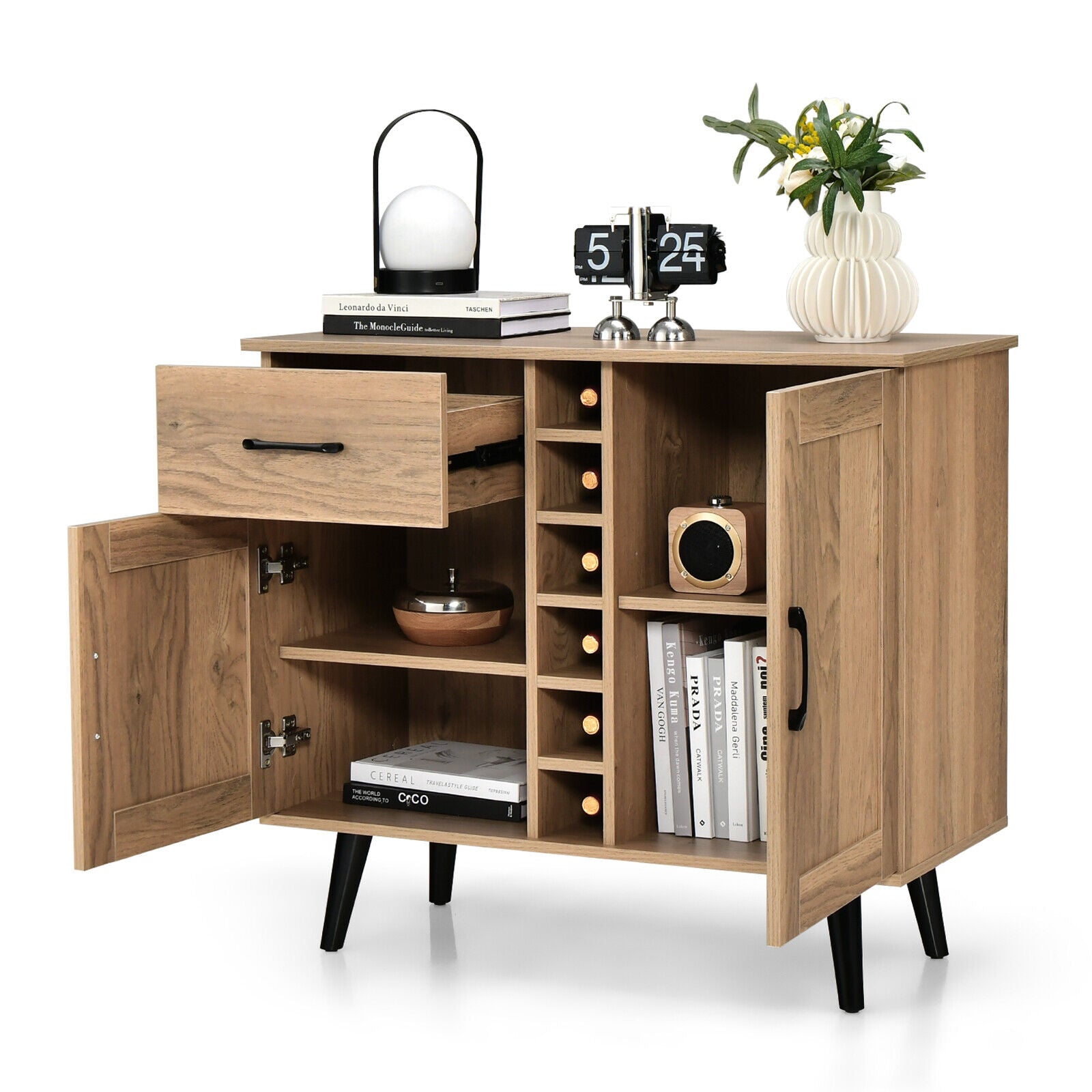 Heavy Duty 2-Door Wine Bar Cabinet Kitchen Sideboard Buffet