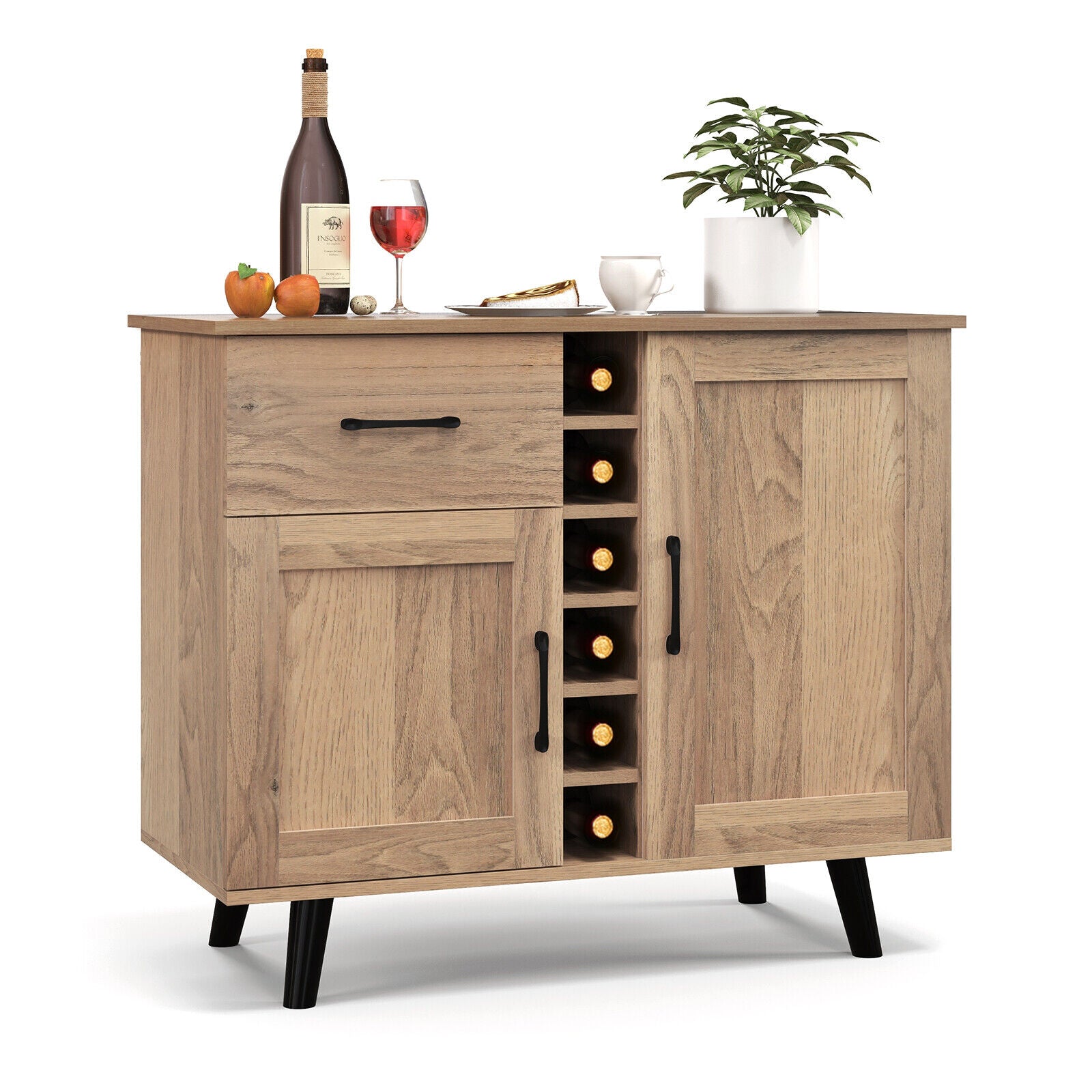 Heavy Duty 2-Door Wine Bar Cabinet Kitchen Sideboard Buffet