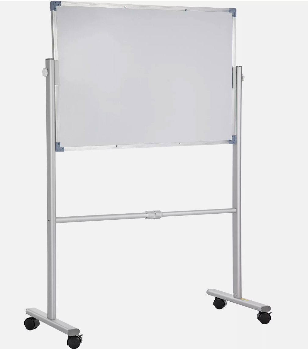 60x90cm Double Sided Mobile Magnetic Whiteboard Rotatable Dry Erase Board