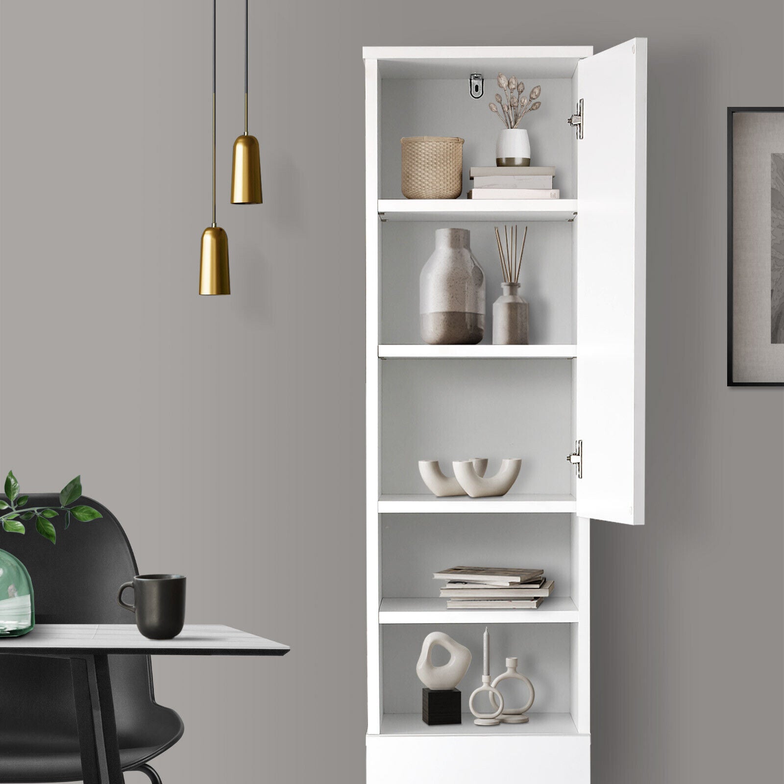 Laundry Bathroom Cabinet Storage Tall Slim Toilet Floor Cupboard