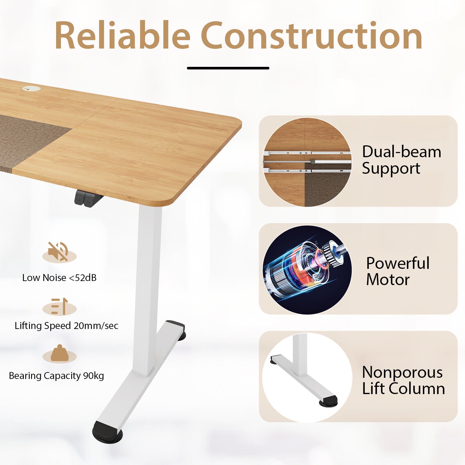 140cm Electric Standing Desk Height Adjustable Home Office Table- Natural