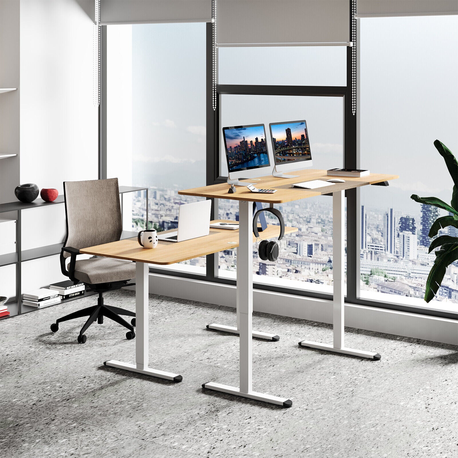 140cm Electric Standing Desk Height Adjustable Home Office Table- Natural