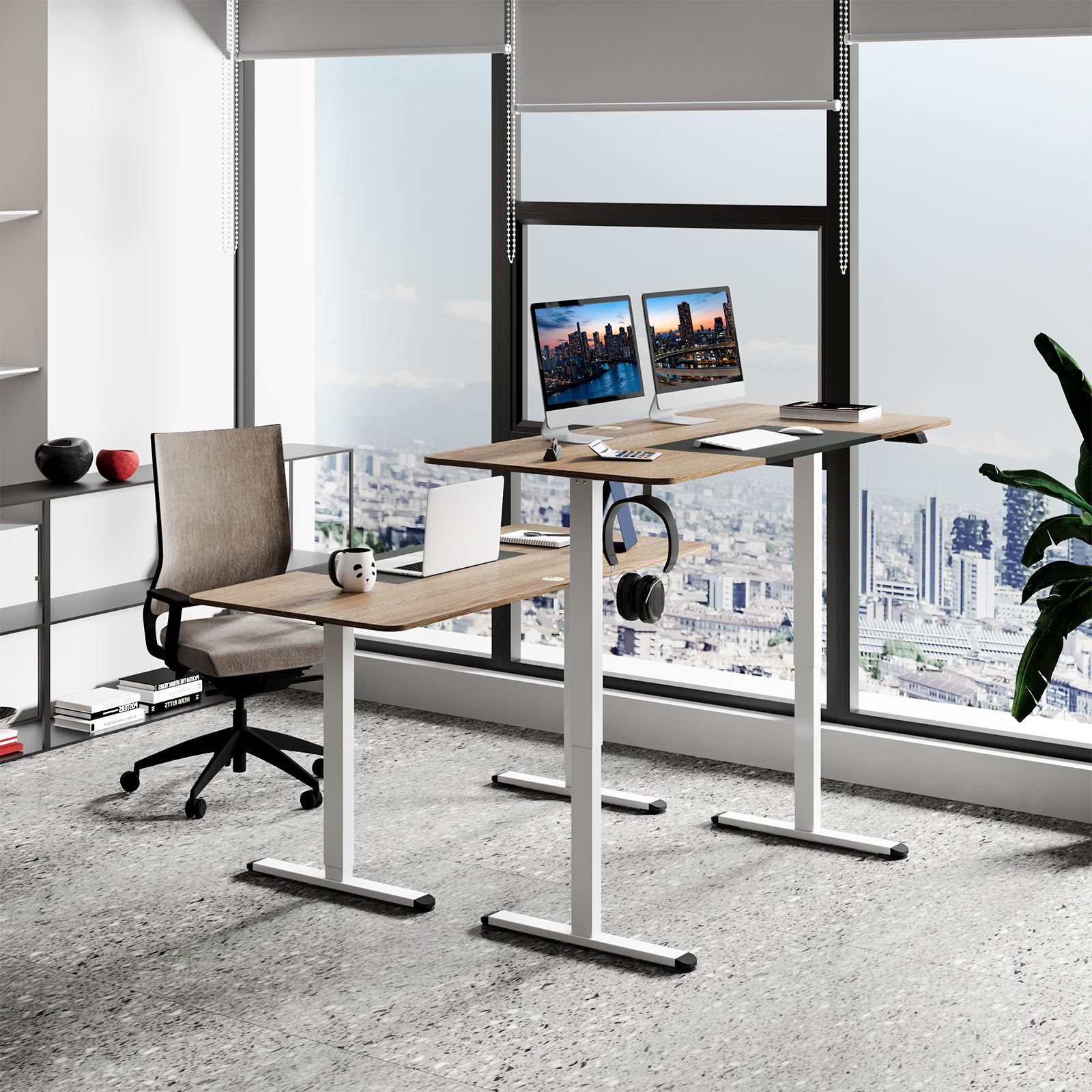 140cm Electric Standing Desk Height Adjustable Home Office Table- OAK