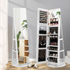 360° Rotating Lockable Mirror Jewelry Cabinet Armoire with Built-in LED Lights