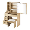 Dressing Table Stool Set Makeup Slide Mirror Drawers 10 LED Bulbs- Natural