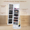 360° Lockable Swivel Jewelry Cabinet Floor Standing Armoire with Full-Length Mirror