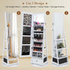 Load image into Gallery viewer, 360° Lockable Swivel Jewelry Cabinet Floor Standing Armoire with Full-Length Mirror