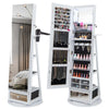 360° Lockable Swivel Jewelry Cabinet Floor Standing Armoire with Full-Length Mirror