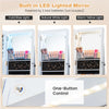 Lockable Standing Jewelry Cabinet Armoire Frameless Organizer with LED Lights and Wheels