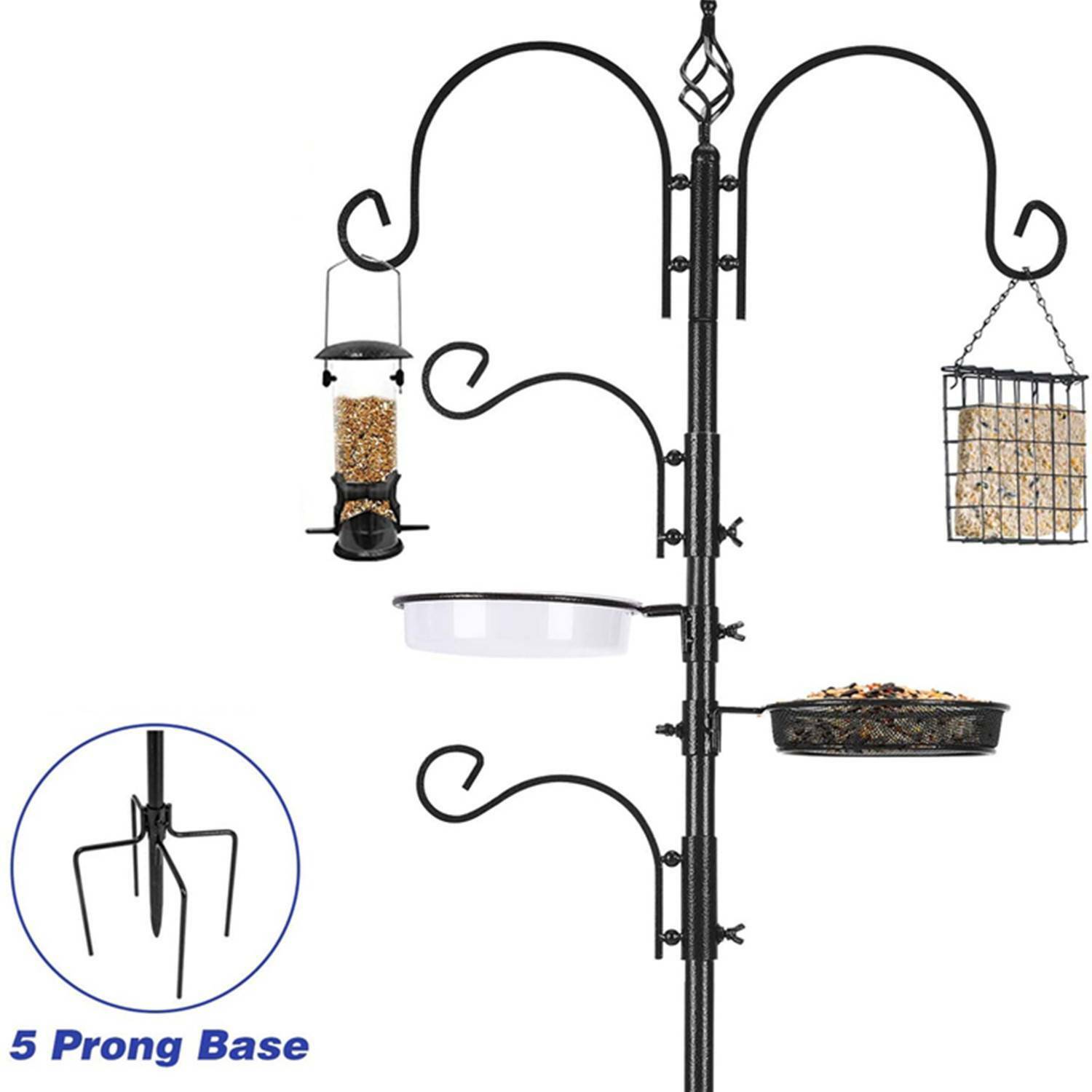 Outdoor Garden Wild Bird Feeding Feeder Station Floor Mounted Planter Hanger