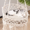 Macrame Cat Bed Pet Bed Woven Swing Hanging Cat Hammock with Cushion